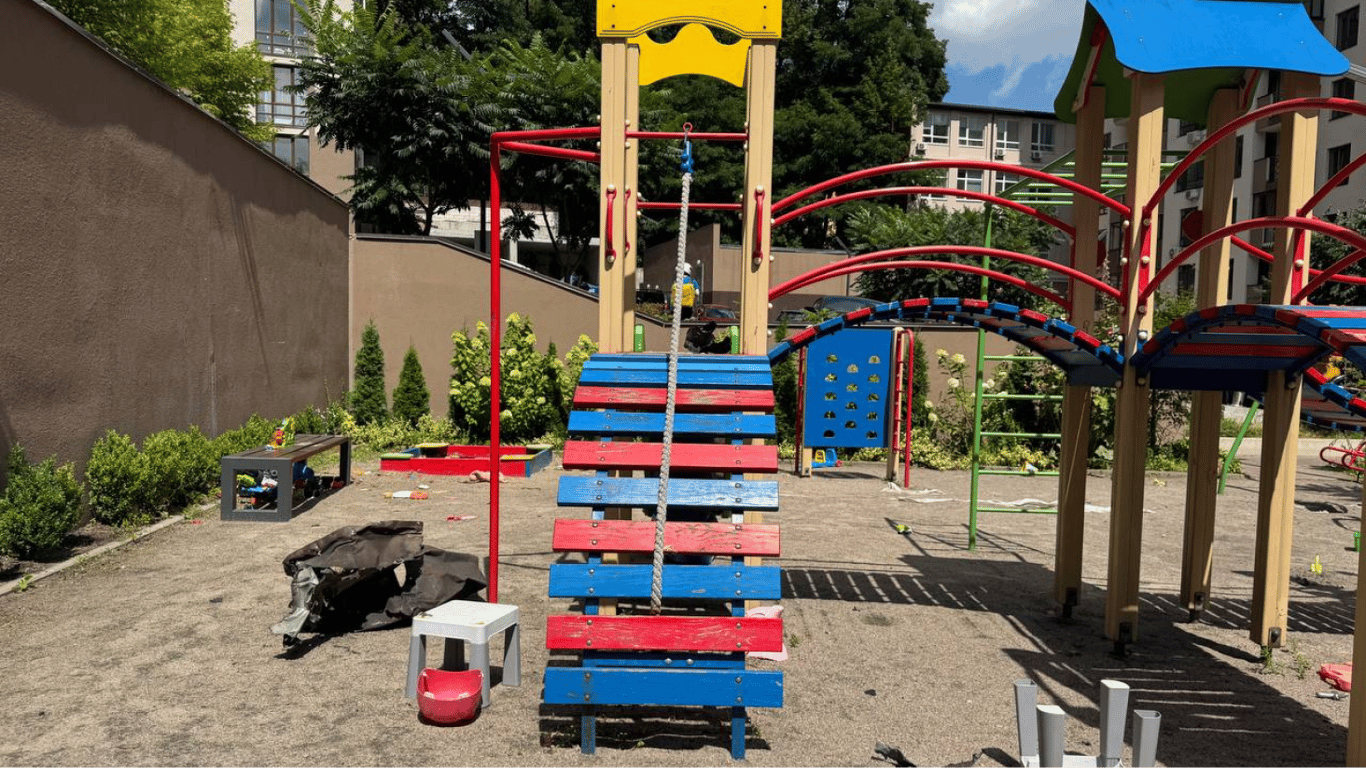 Attack of the Russian Federation on Kyiv - fragments of missiles fell on a children's playground
